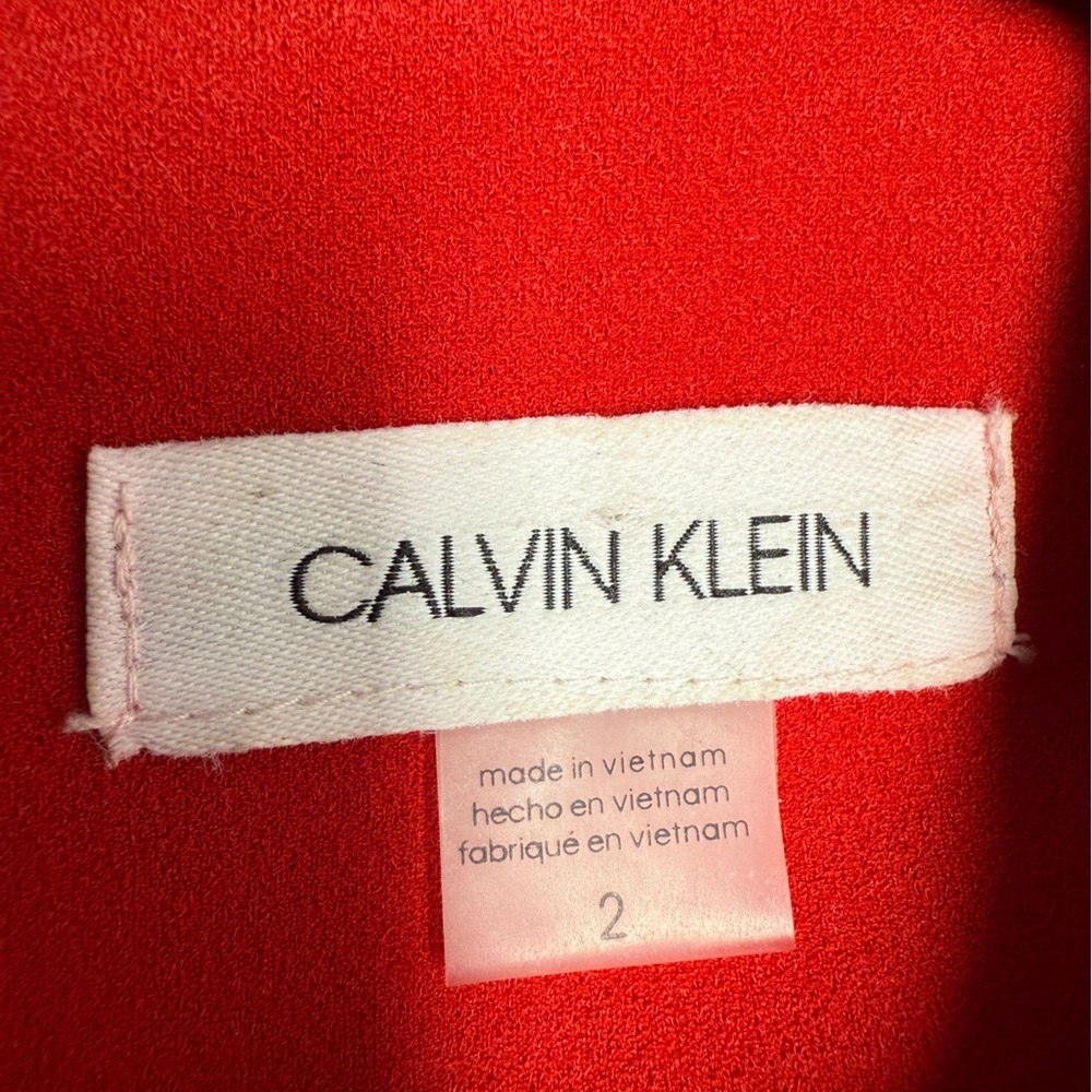 Calvin Klein Women's Fit & Flare Belted
A-Line Bright Red Midi Dress Size 2 - Picture 6 of 9